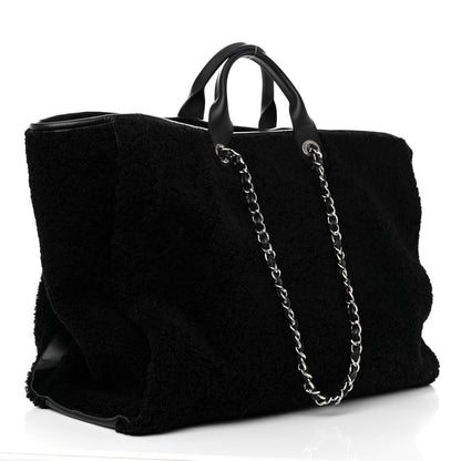 Chanel Shearling Extra Large Deauville Tote Black 3 of 10