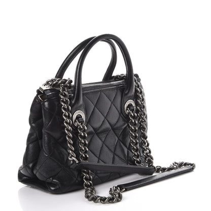 Chanel Shiny Sheepskin Quilted Small Shopping Tote Black 4 of 8