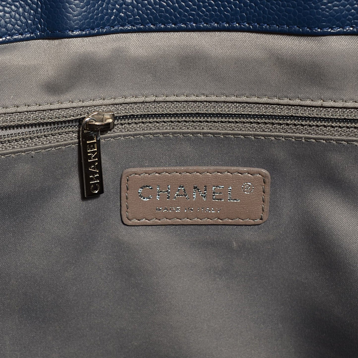 Caviar Quilted XL Grand Shopping Tote GST Navy Blue