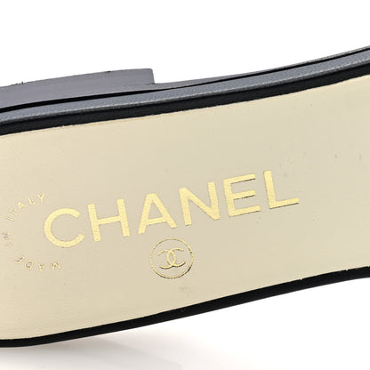 Chanel Fabric Embroidered CC Bow Mules 38 Black 8 of 8