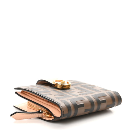 Fendi Vitello Soft F is Fendi Bi-Color FF 1974 Embossed Compact Wallet  Maya Black Light Rose 4 of 11