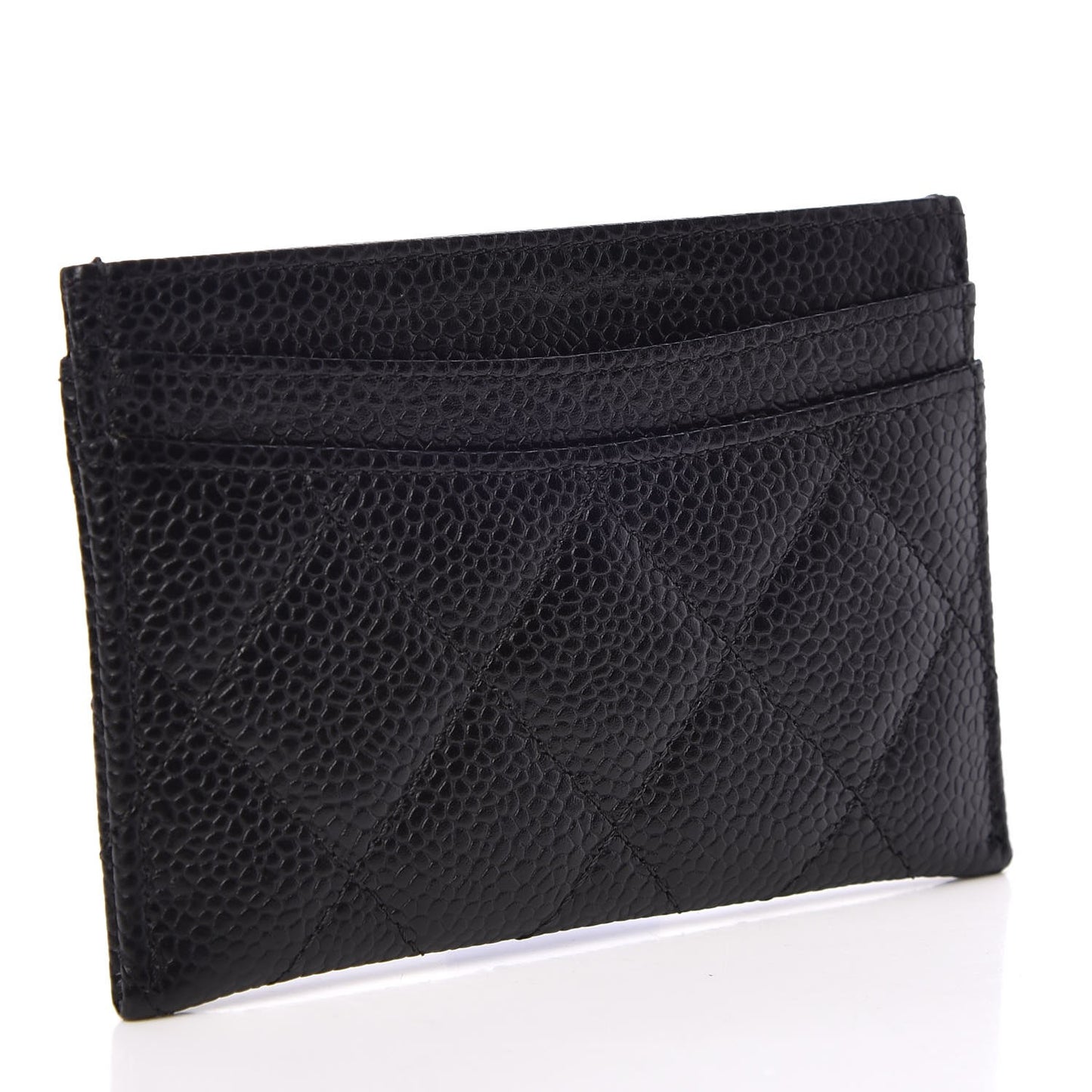 Caviar Quilted Card Holder Black