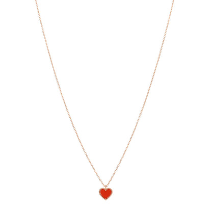 Van Cleef & Arpels 18K Rose Gold Carnelian Sweet Alhambra Heart Pendant Necklace 1 of 4