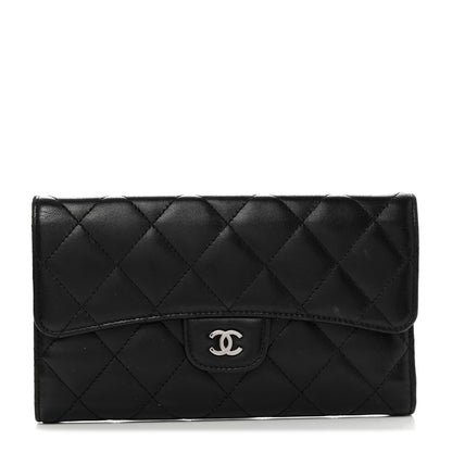 Chanel Lambskin Quilted Large Flap Wallet Black 1 of 10