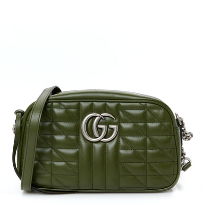 Gucci Calfskin Matelasse Aria Small GG Marmont Chain Shoulder Bag Military Wood 1 of 11