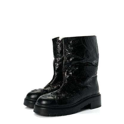 Chanel Lambskin Shearling Short Boots 38 Black 2 of 8