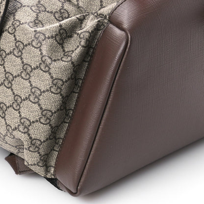 Gucci GG Supreme Monogram Medium Ophidia Double Buckle Backpack Beige Ebony Neon Orange 8 of 9