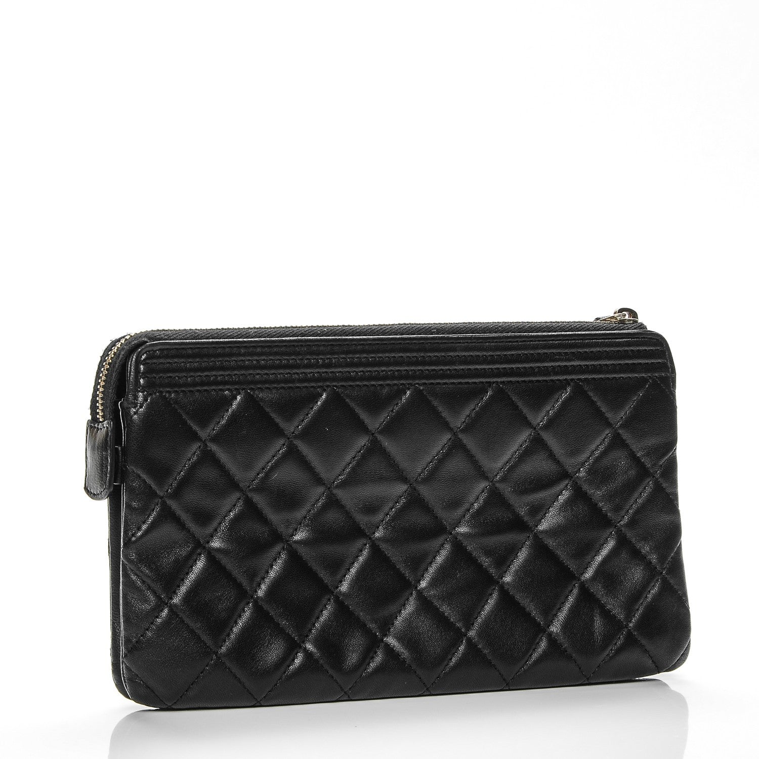 Chanel Lambskin Quilted Small Zipped Boy Pouch Black 3 of 8