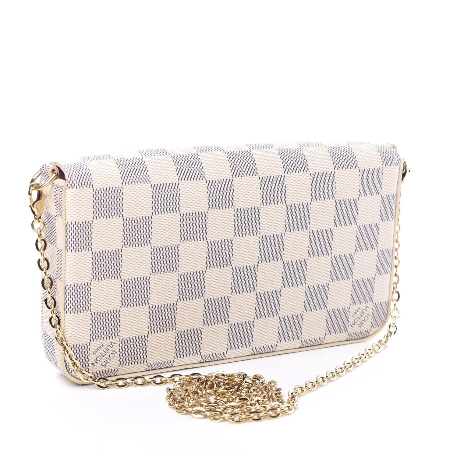 Louis Vuitton Damier Azur Pochette Felicie Chain Wallet Rose Ballerine 2 of 9