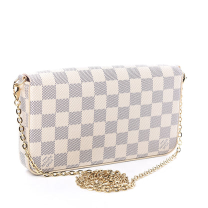 Louis Vuitton Damier Azur Pochette Felicie Chain Wallet Rose Ballerine 2 of 9