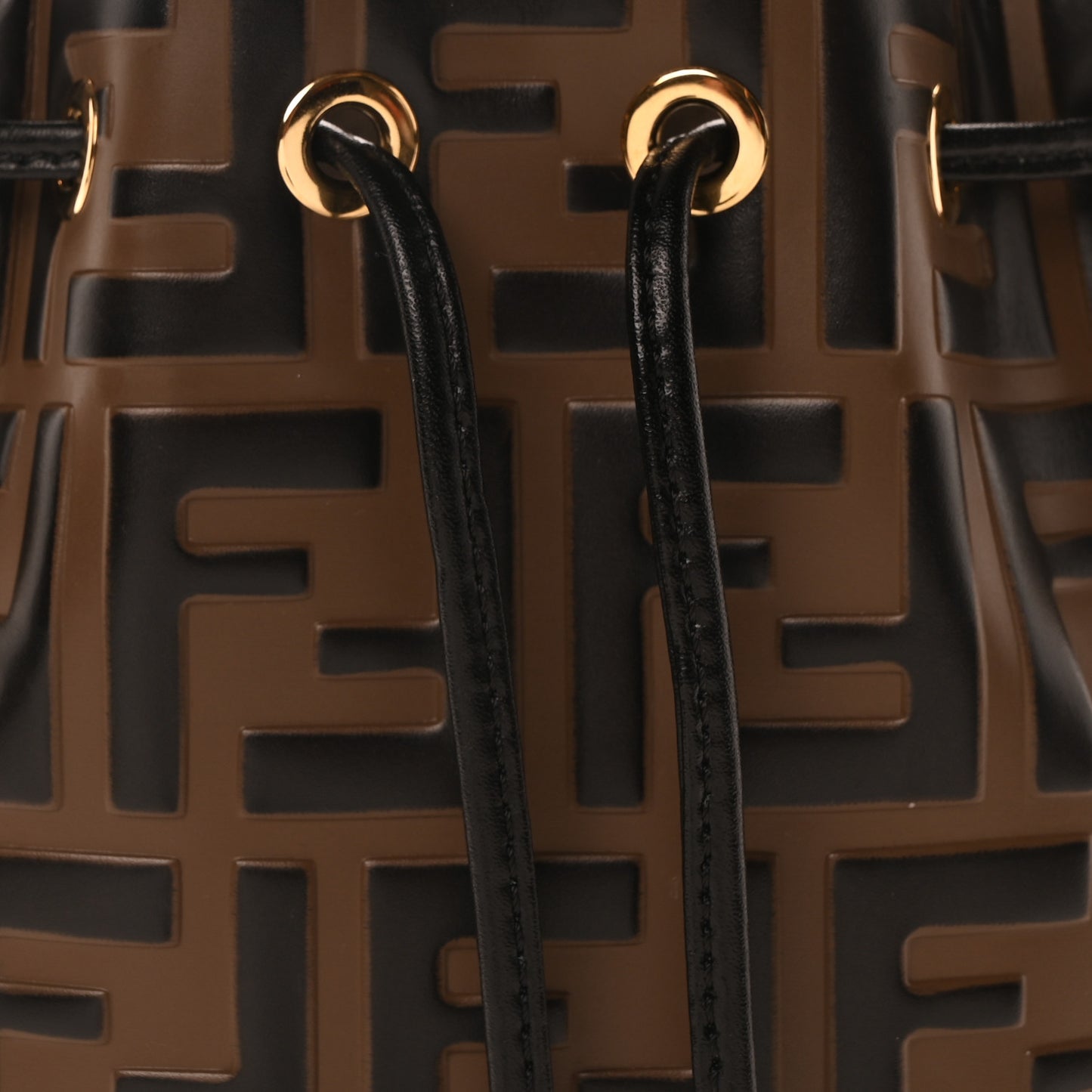 Vitello Liberty F is Fendi Bi-Color FF 1974 Embossed Mini Mon Tresor Bucket Bag Maya Black