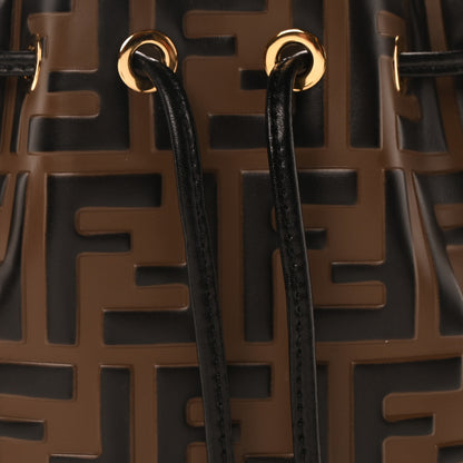 Fendi Vitello Liberty F is Fendi Bi-Color FF 1974 Embossed Mini Mon Tresor Bucket Bag Maya Black 8 of 10