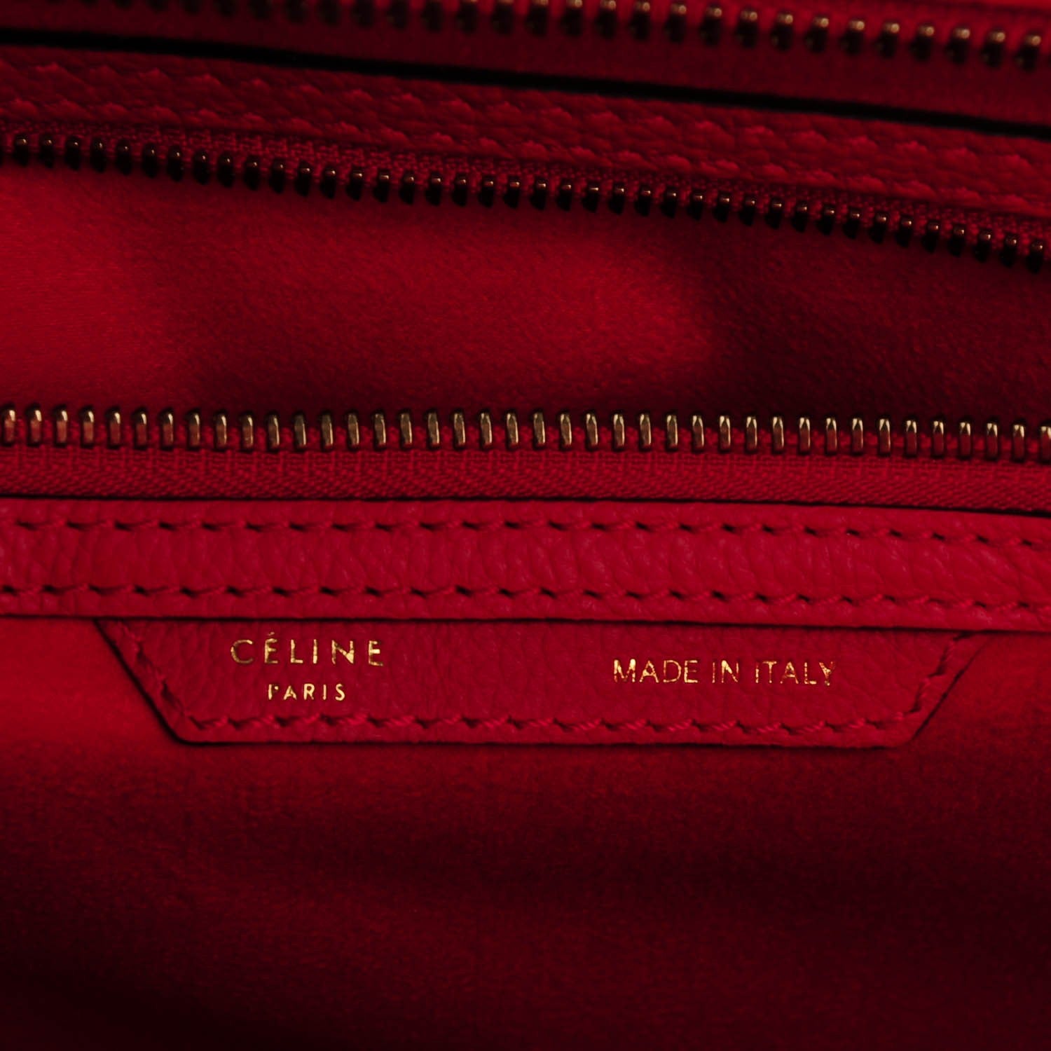 Celine Drummed Calfskin Mini Luggage Coquelicot 6 of 7