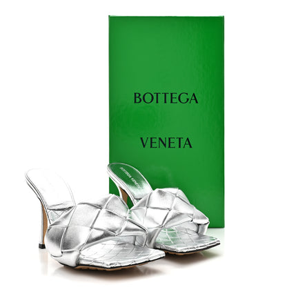 Bottega Veneta Laser Nappa Maxi Intrecciato Lido 90mm Mule Sandals 38 Silver 9 of 9