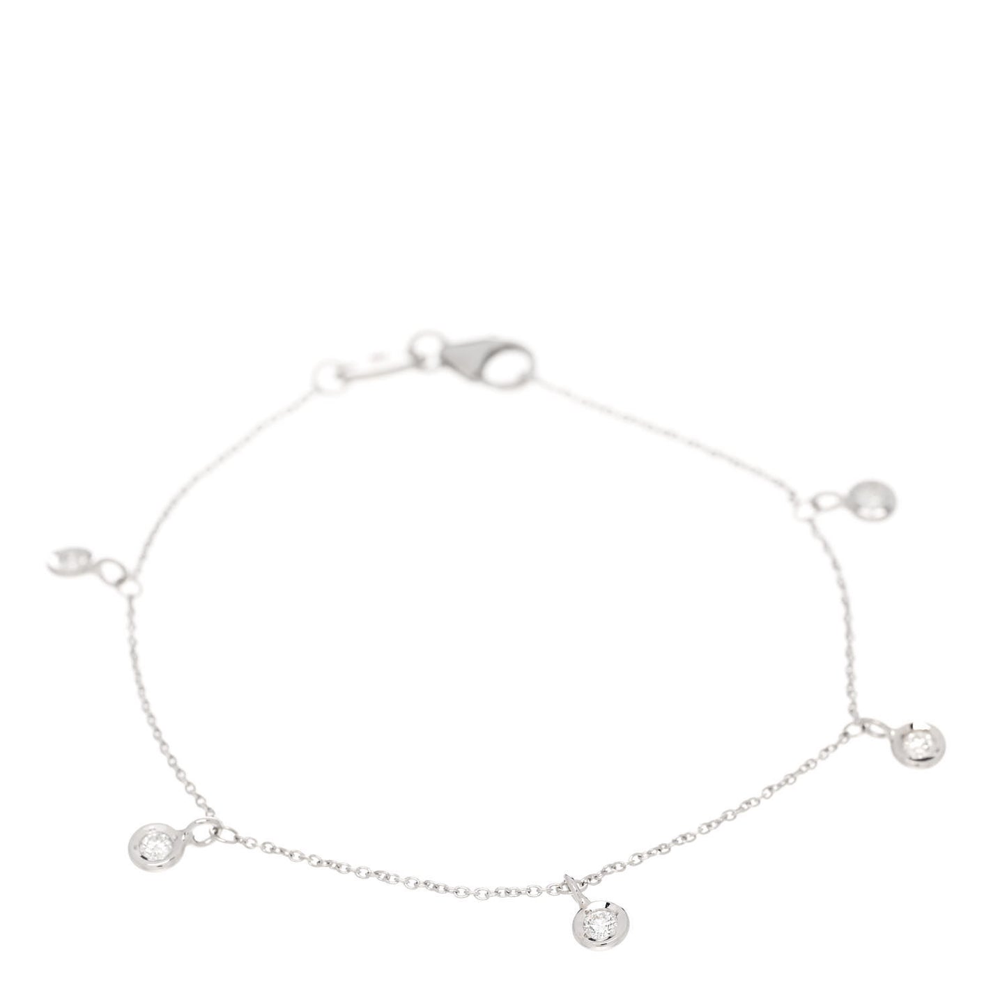 18K White Gold Diamond By the Inch Dangling Five Station Bracelet