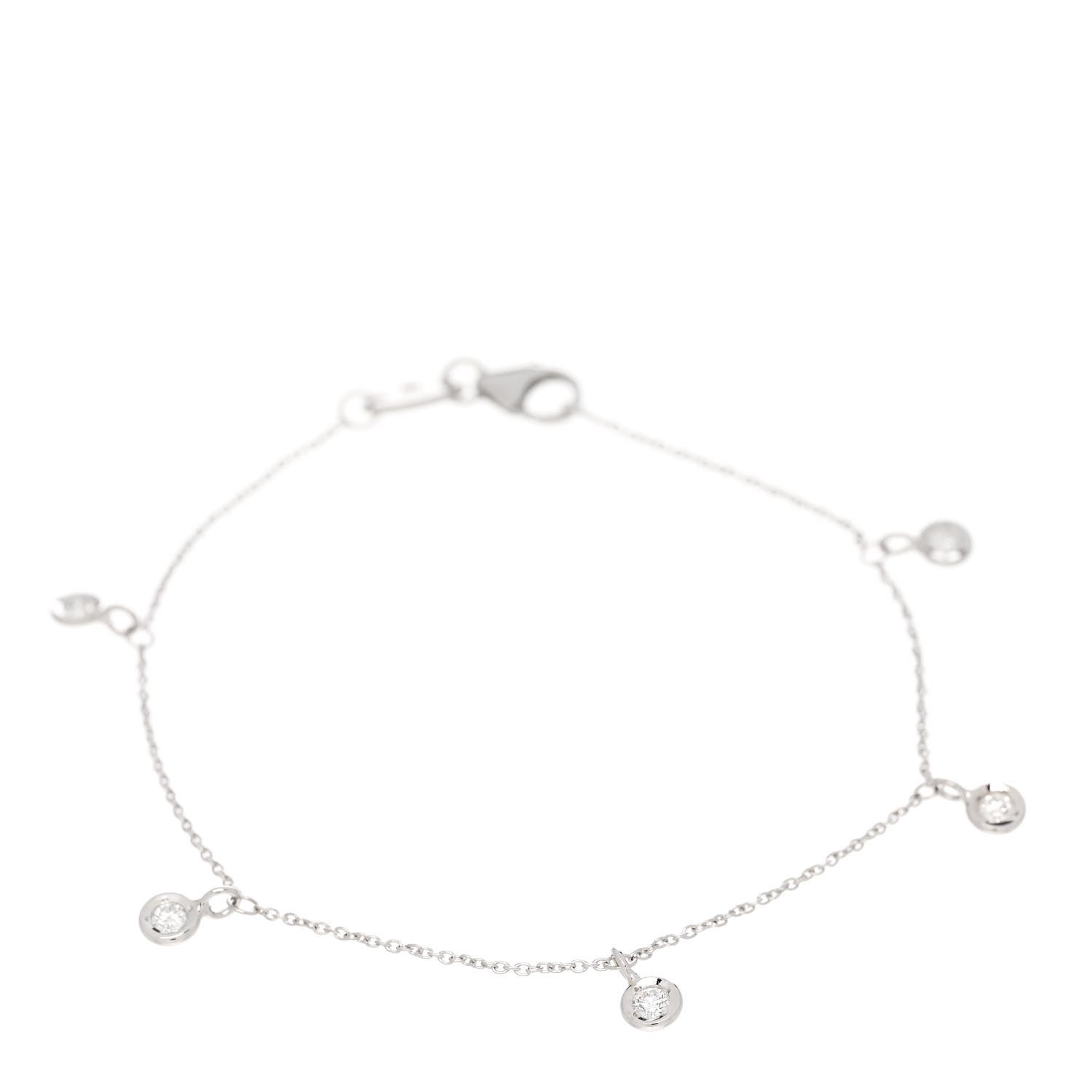 Roberto Coin 18K White Gold Diamond By the Inch Dangling Five Station Bracelet 1 of 4