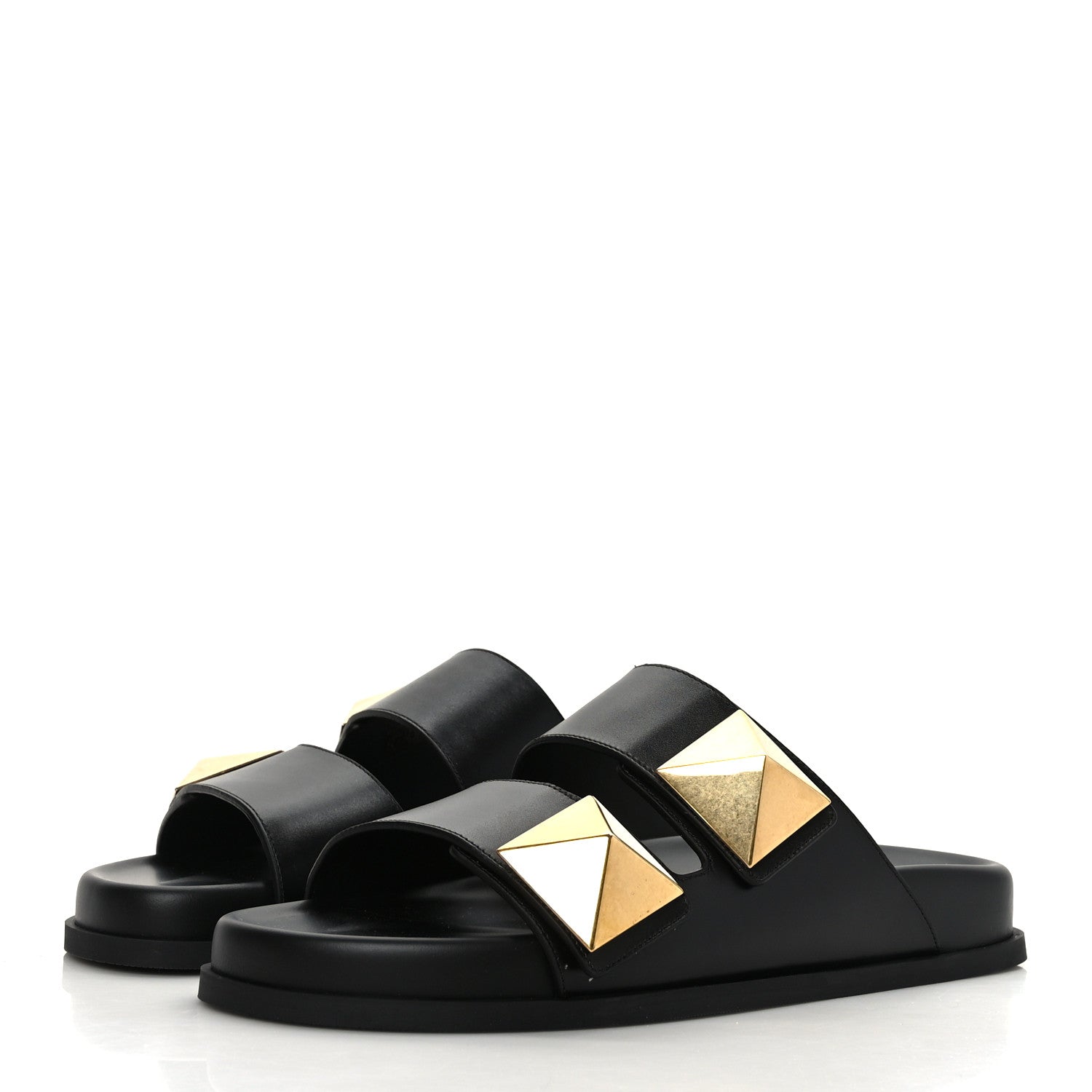 Valentino Garavani Nappa Roman Stud Slide Sandals 40 Black 3 of 8