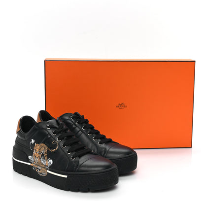 Hermes Calfskin Womens Jungle Love Voltage Sneakers 35 Black 10 of 11