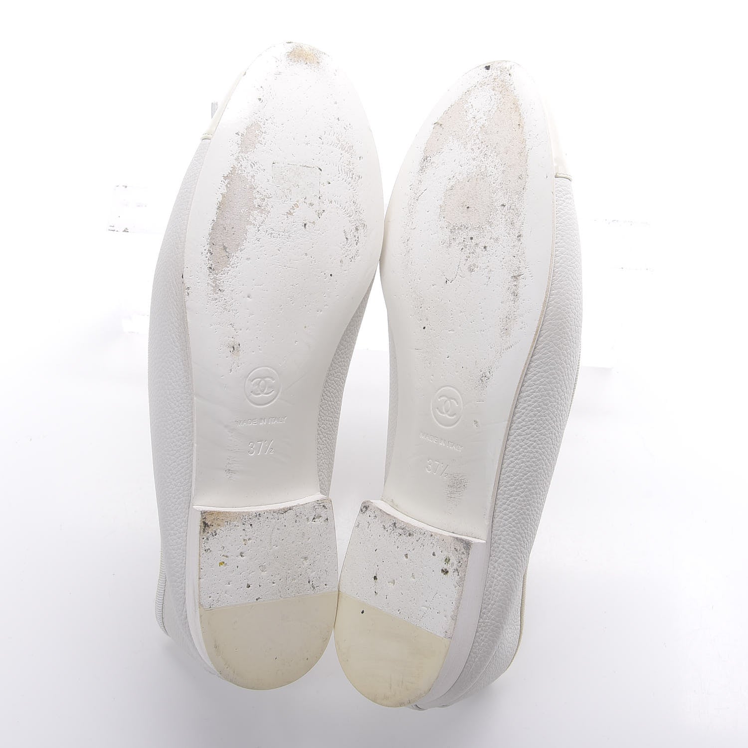 Chanel Calfskin Patent Cap Toe Ballerina Flats 37.5 White 5 of 14