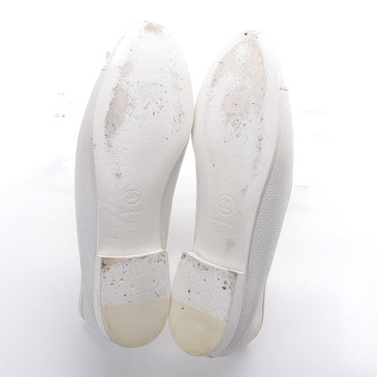 Chanel Calfskin Patent Cap Toe Ballerina Flats 37.5 White 5 of 14