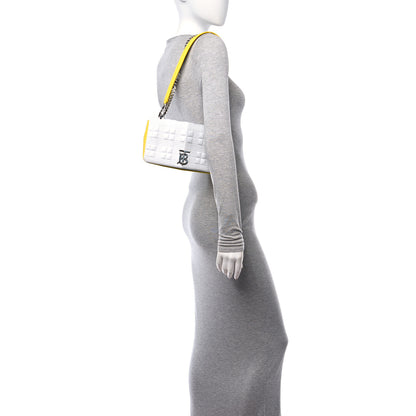 Burberry Lambskin Quilted Small Lola Bag White Grey Yellow 2 of 9
