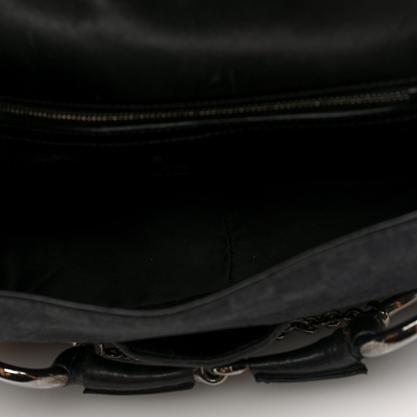 Monogram Horsebit Chain Studded Flap Shoulder Bag Black