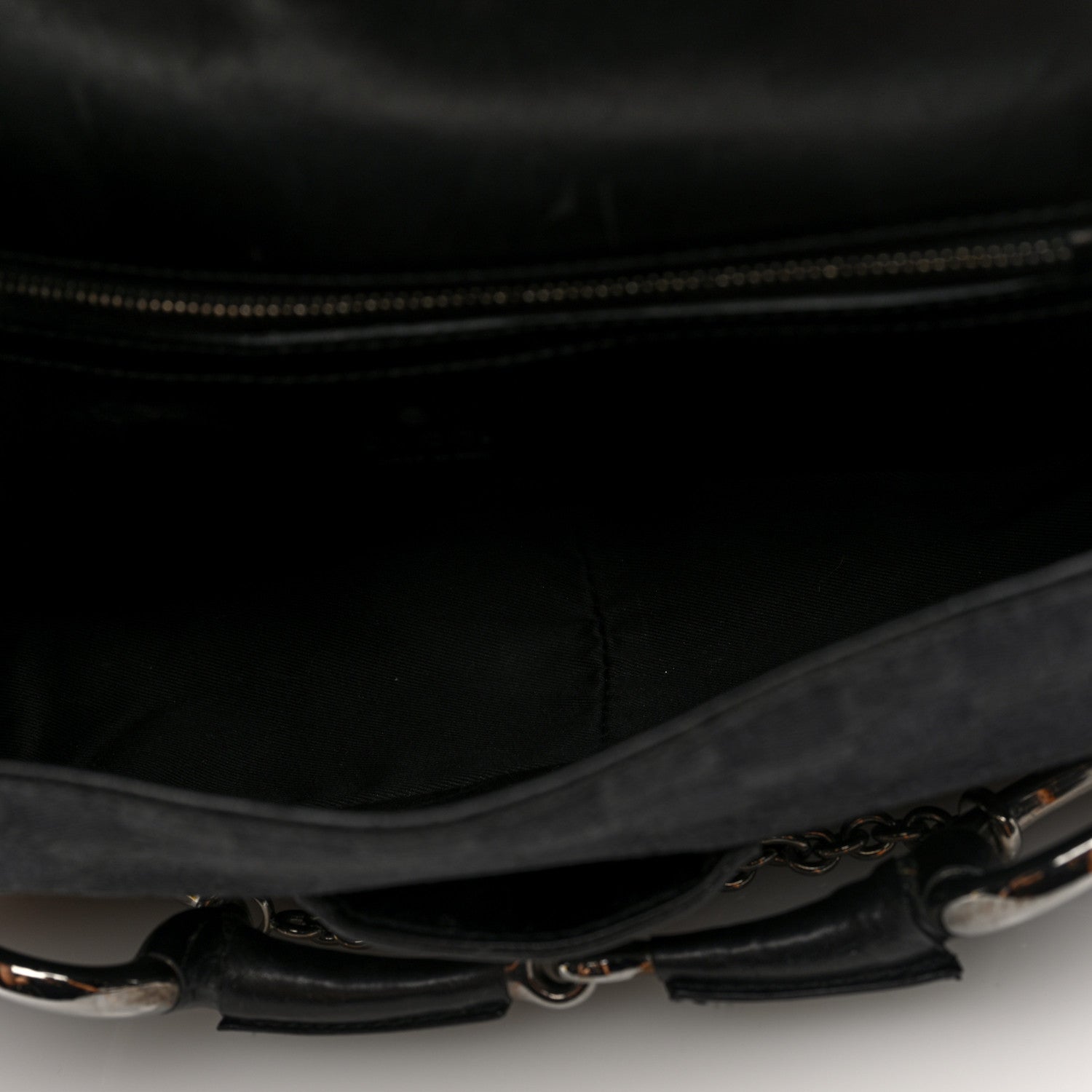 Gucci Monogram Horsebit Chain Studded Flap Shoulder Bag Black 5 of 10
