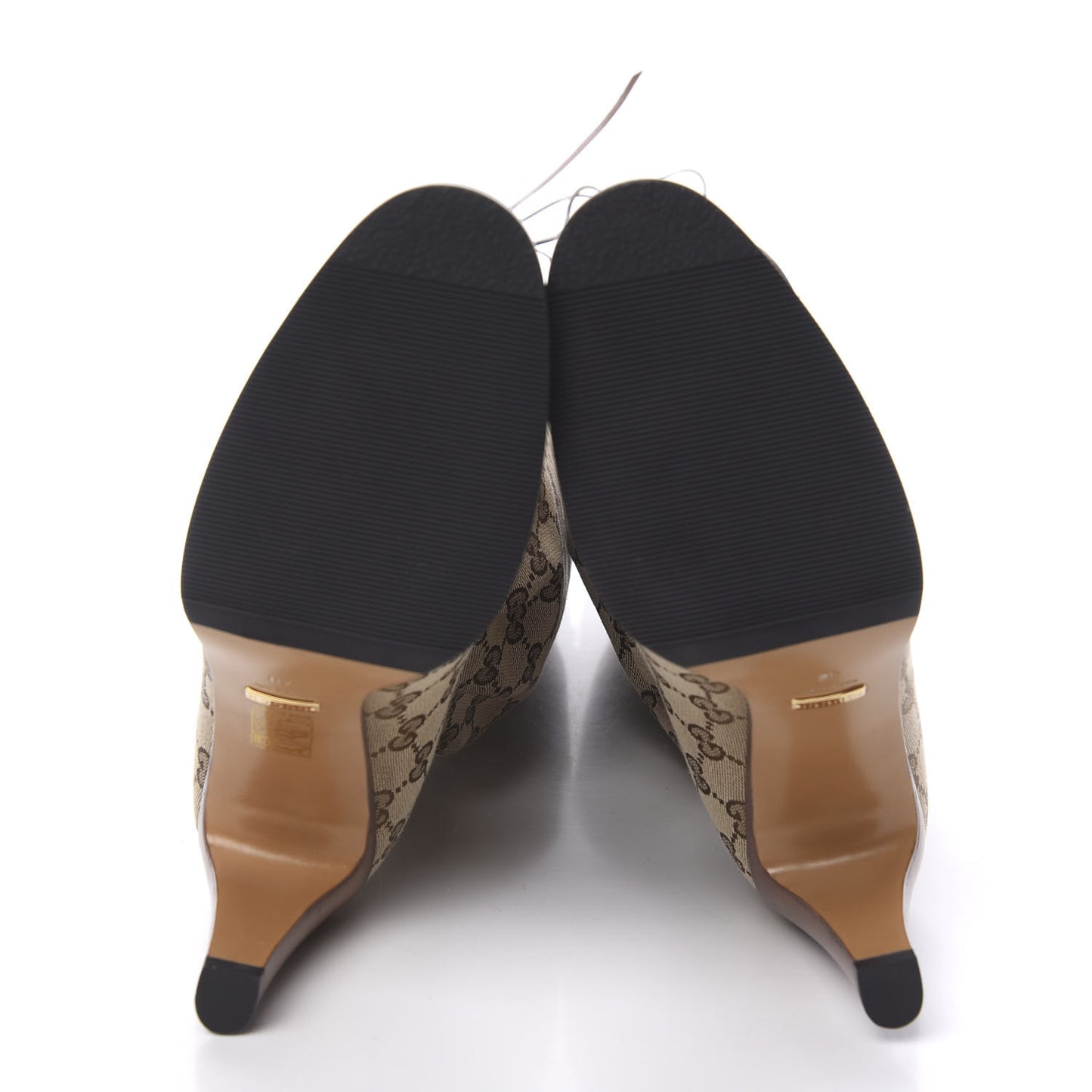 Monogram Lisa Mid Heel Boots 40 Beige Ebony