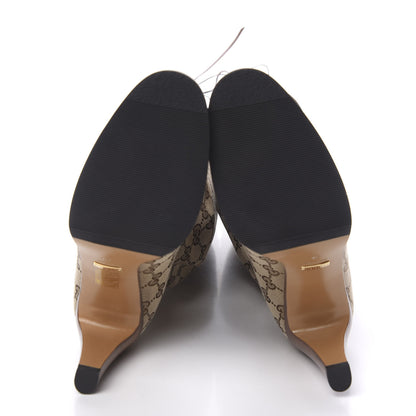 Gucci Monogram Lisa Mid Heel Boots 40 Beige Ebony 5 of 8