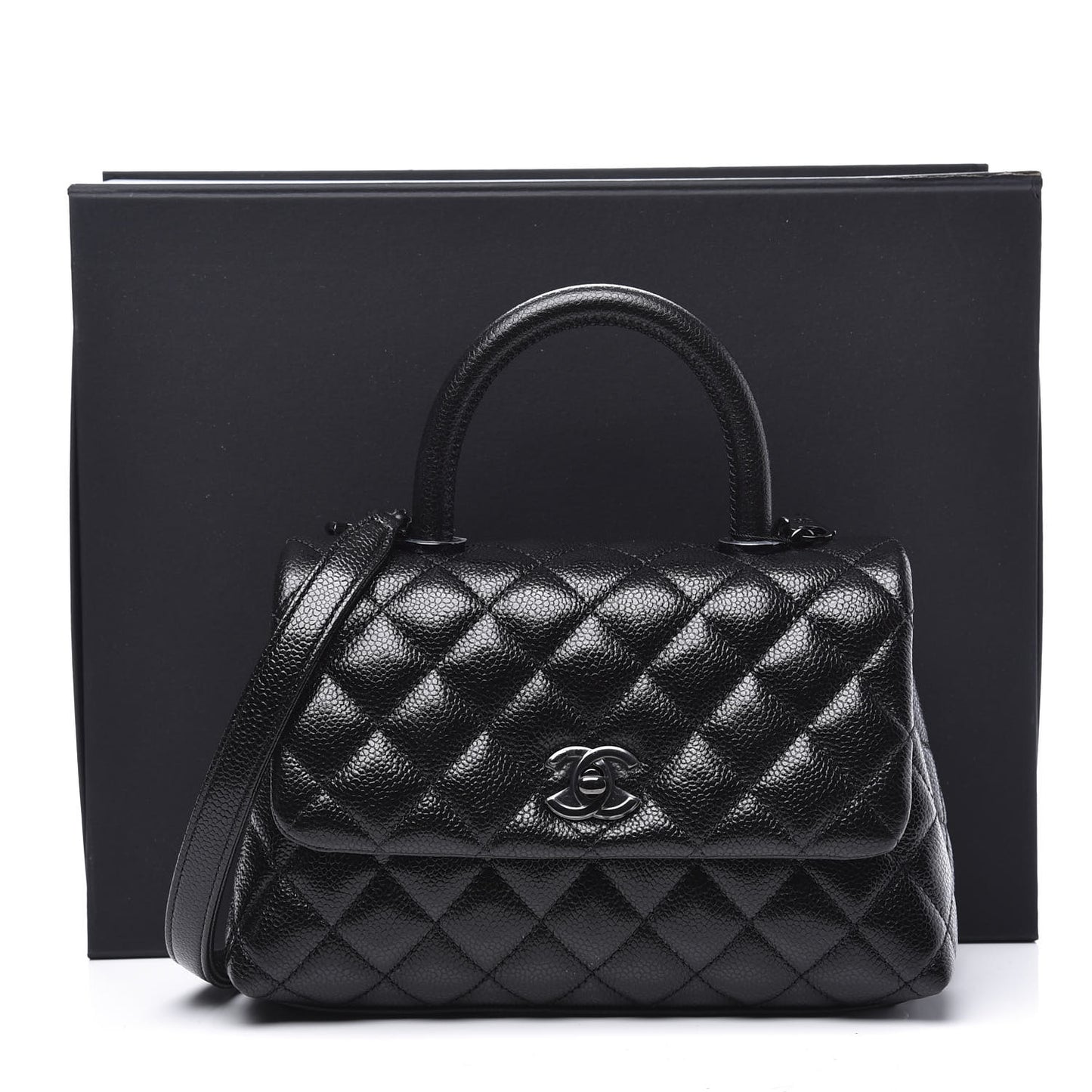 Caviar Quilted Mini Coco Handle Flap So Black