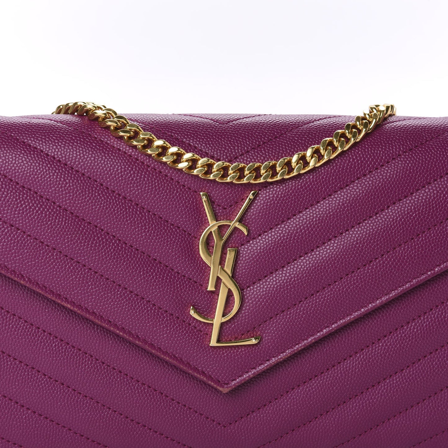 Grain De Poudre Matelasse Chevron Monogram Chain Wallet Dark Grape