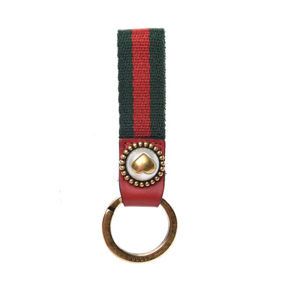 Gucci Web Nylon Pearl Heart Key Ring Red 1 of 3