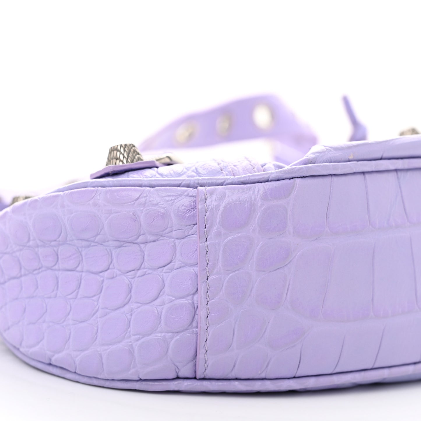 Extra Supple Calfskin Crocodile Embossed Le Cagole Shoulder Bag XS Lilac