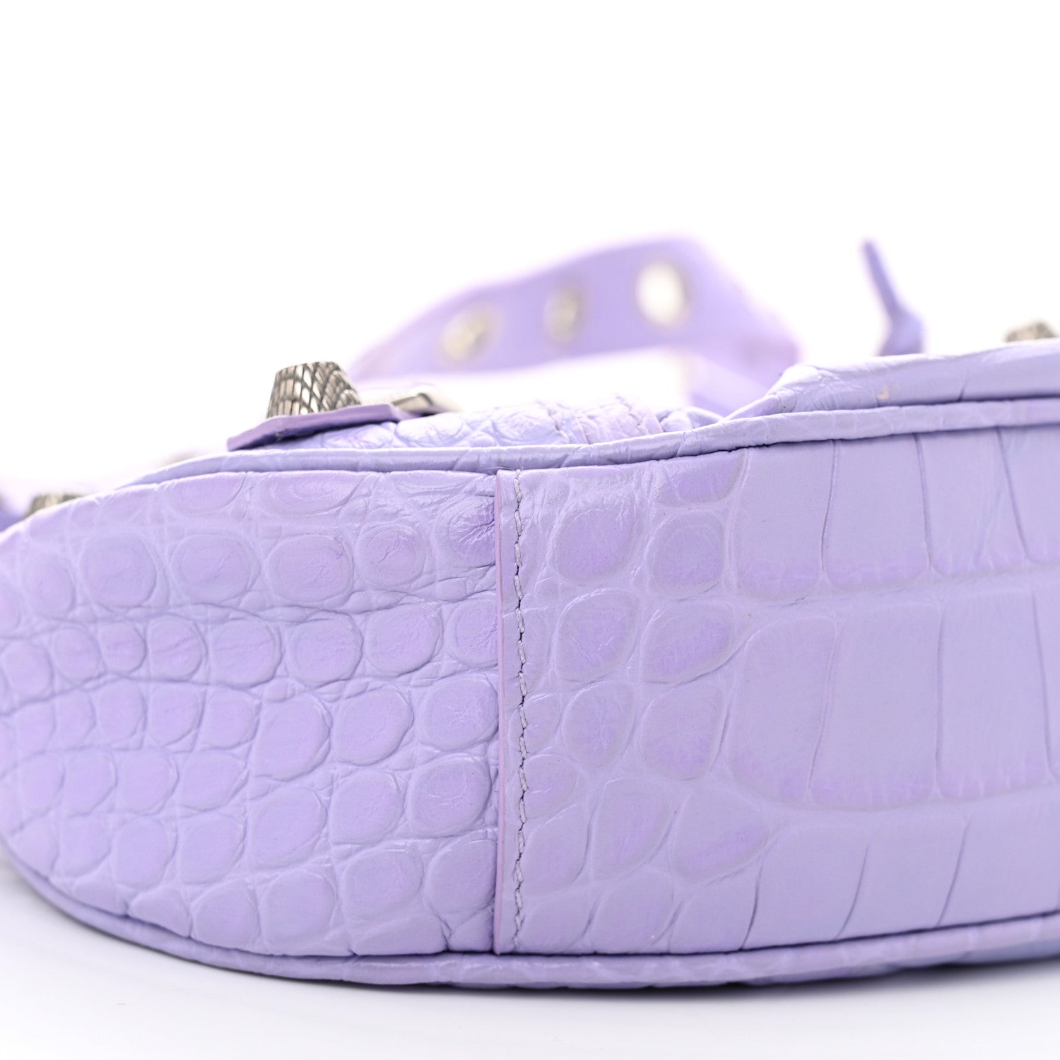 Balenciaga Extra Supple Calfskin Crocodile Embossed Le Cagole Shoulder Bag XS Lilac 10 of 11