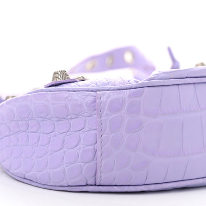 Balenciaga Extra Supple Calfskin Crocodile Embossed Le Cagole Shoulder Bag XS Lilac 10 of 11