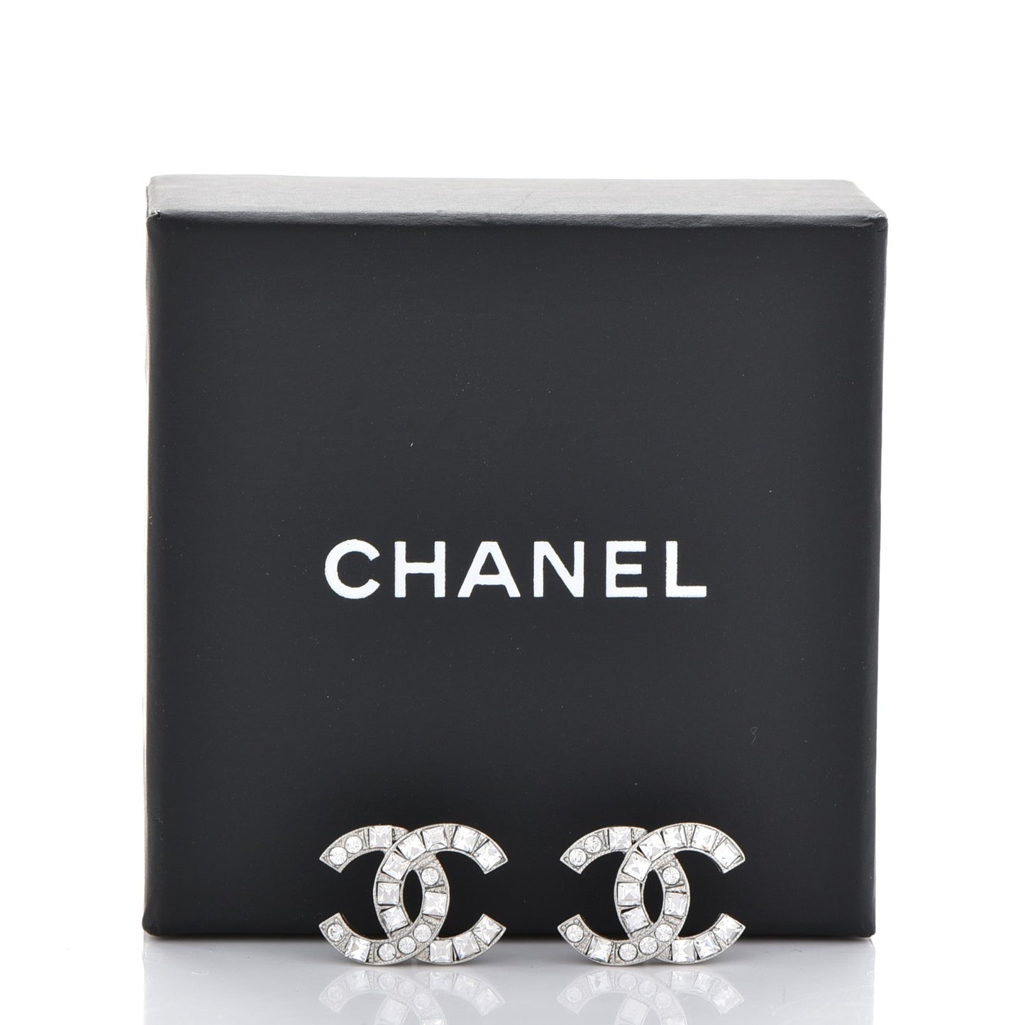 Baguette Crystal CC Earrings Silver