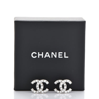 Chanel Baguette Crystal CC Earrings Silver 6 of 6