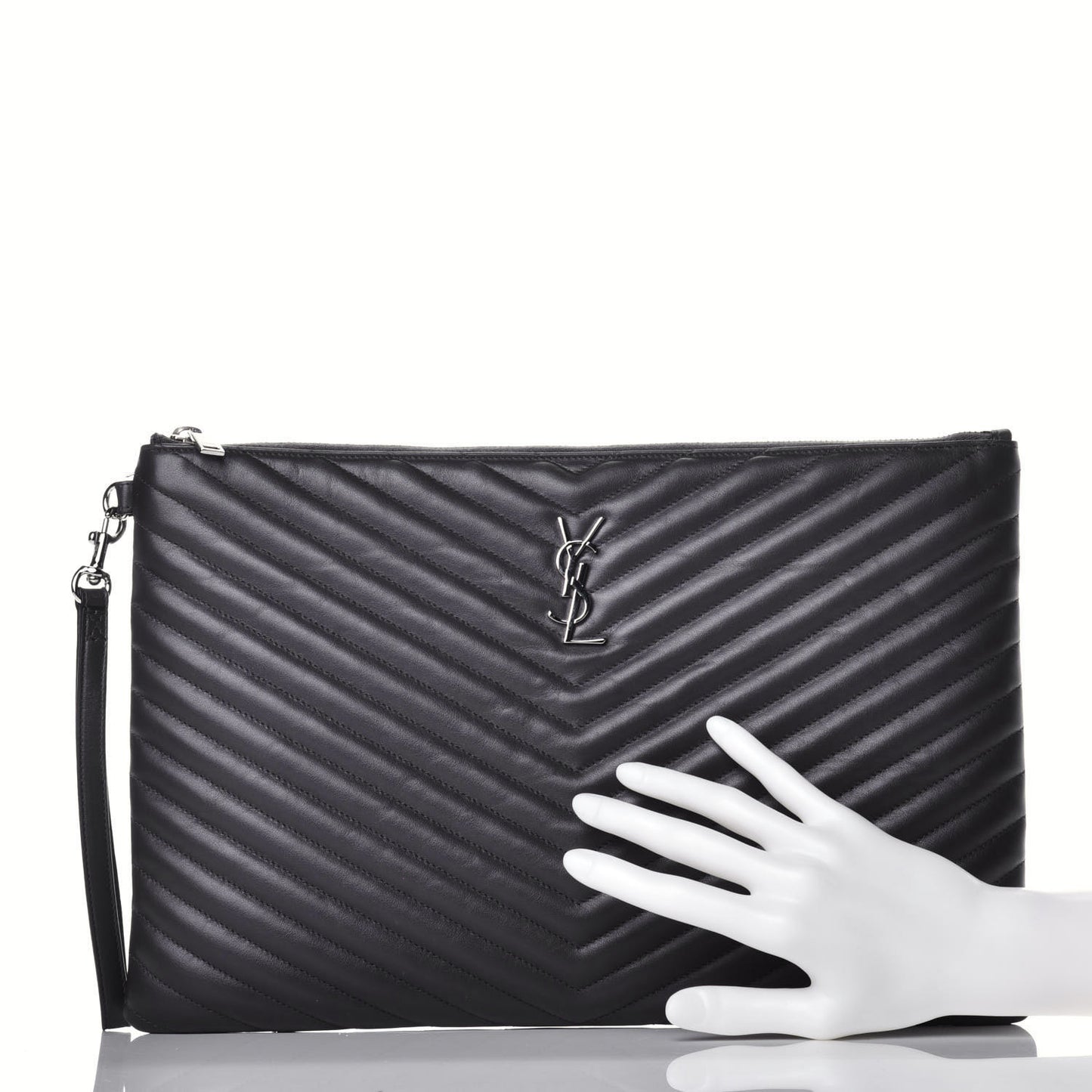 Calfskin Matelasse Chevron Cassandre Monogram Document Holder Coal