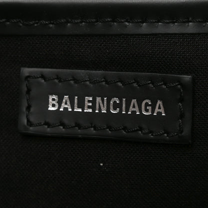 Balenciaga Cotton Canvas Satin Calfskin S Navy Cabas Natural Black 7 of 12