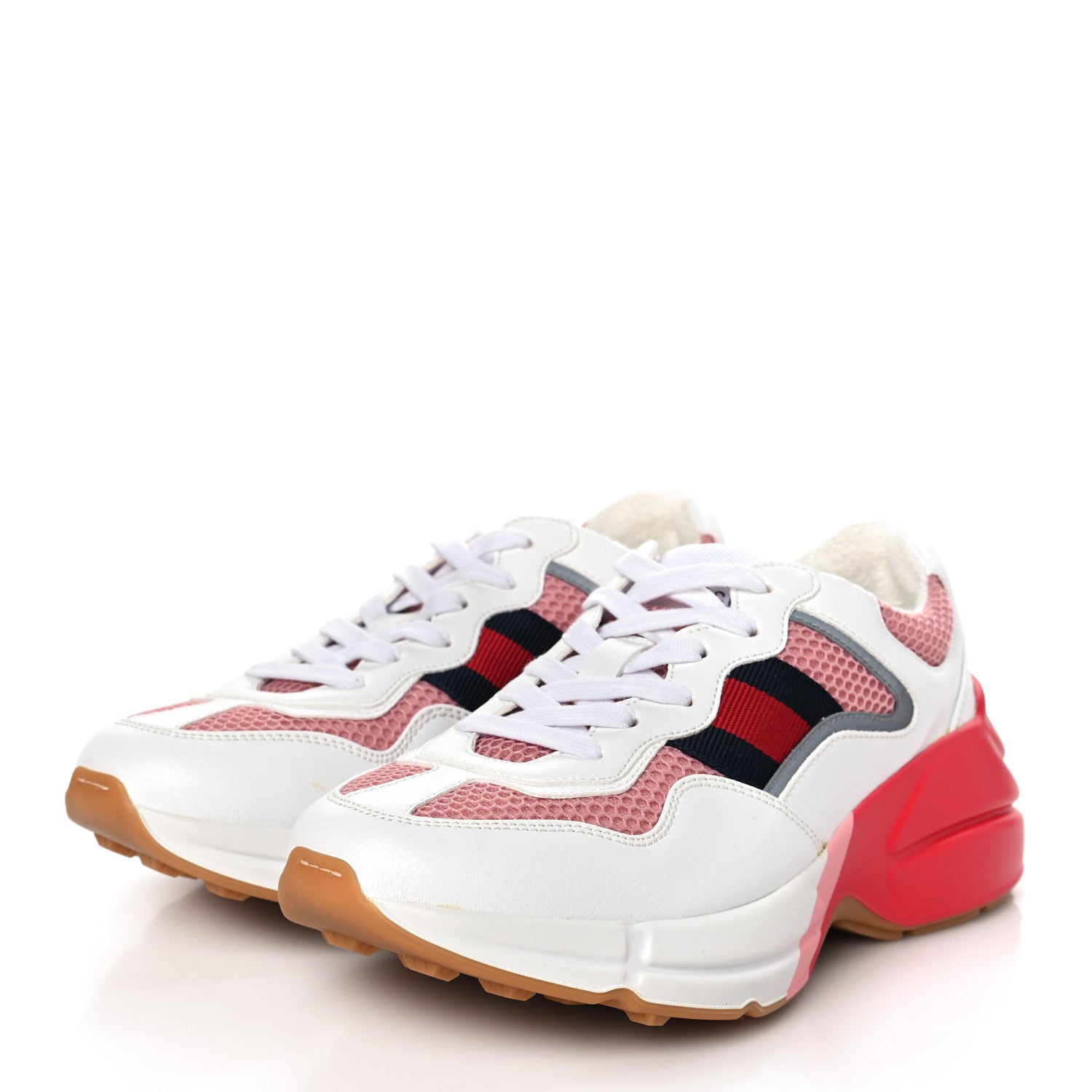 Gucci Lavaredo Eco Fabric Mesh Web Womens Rhyton Reflective Sneakers 36.5 Great White Water Rose Silver 3 of 7