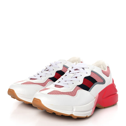 Gucci Lavaredo Eco Fabric Mesh Web Womens Rhyton Reflective Sneakers 36.5 Great White Water Rose Silver 3 of 7