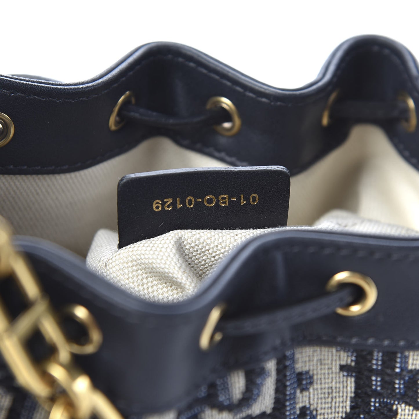 Oblique Drawstring Chain Bucket Bag Blue