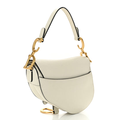 Christian Dior Grained Calfskin Mini Saddle Bag White 3 of 12