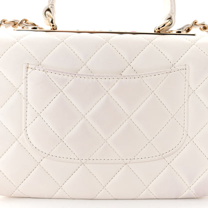 Chanel Lambskin Lacquered Quilted Mini Trendy CC Dual Handle Flap Bag White 13 of 15