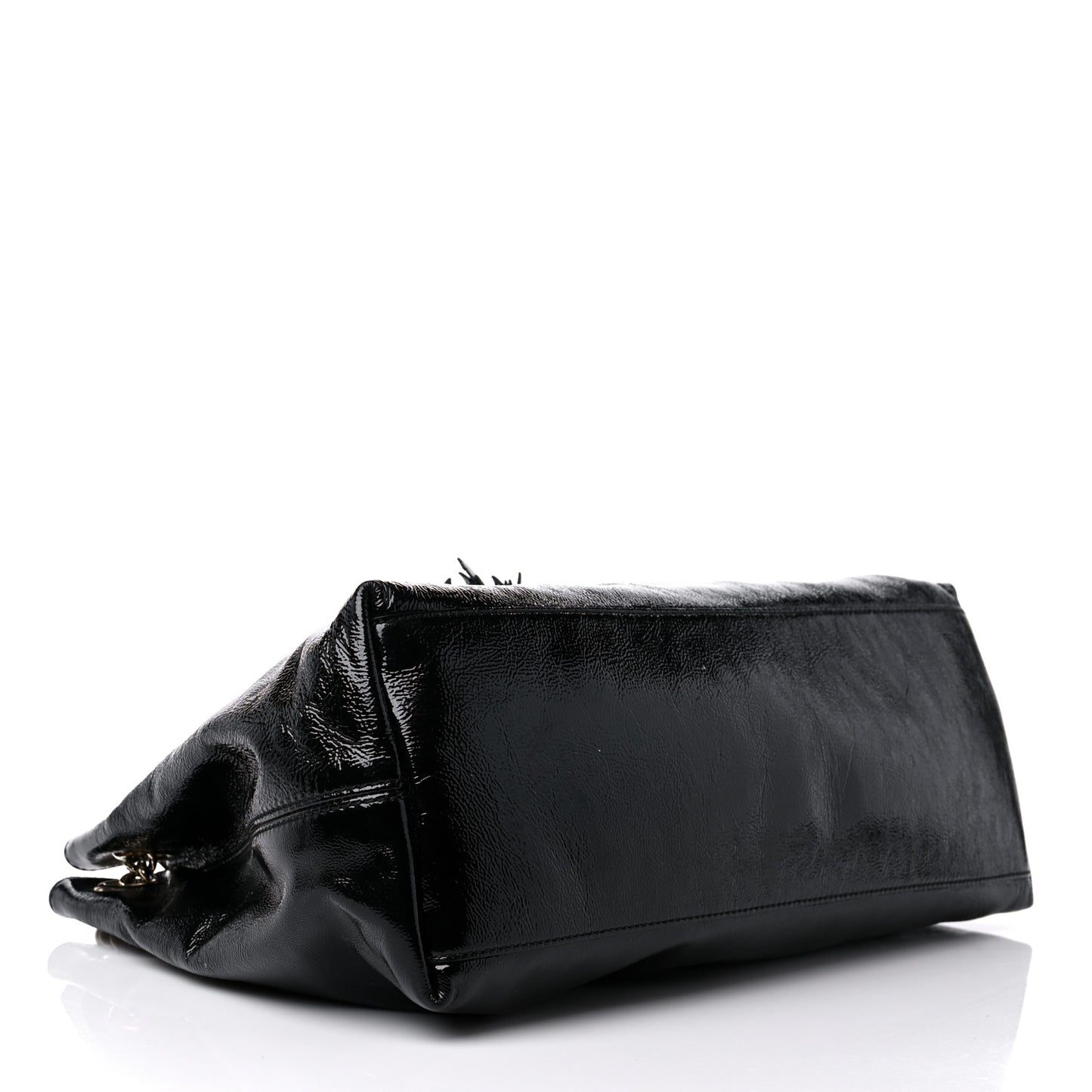 Patent Medium Soho Chain Shoulder Bag Black