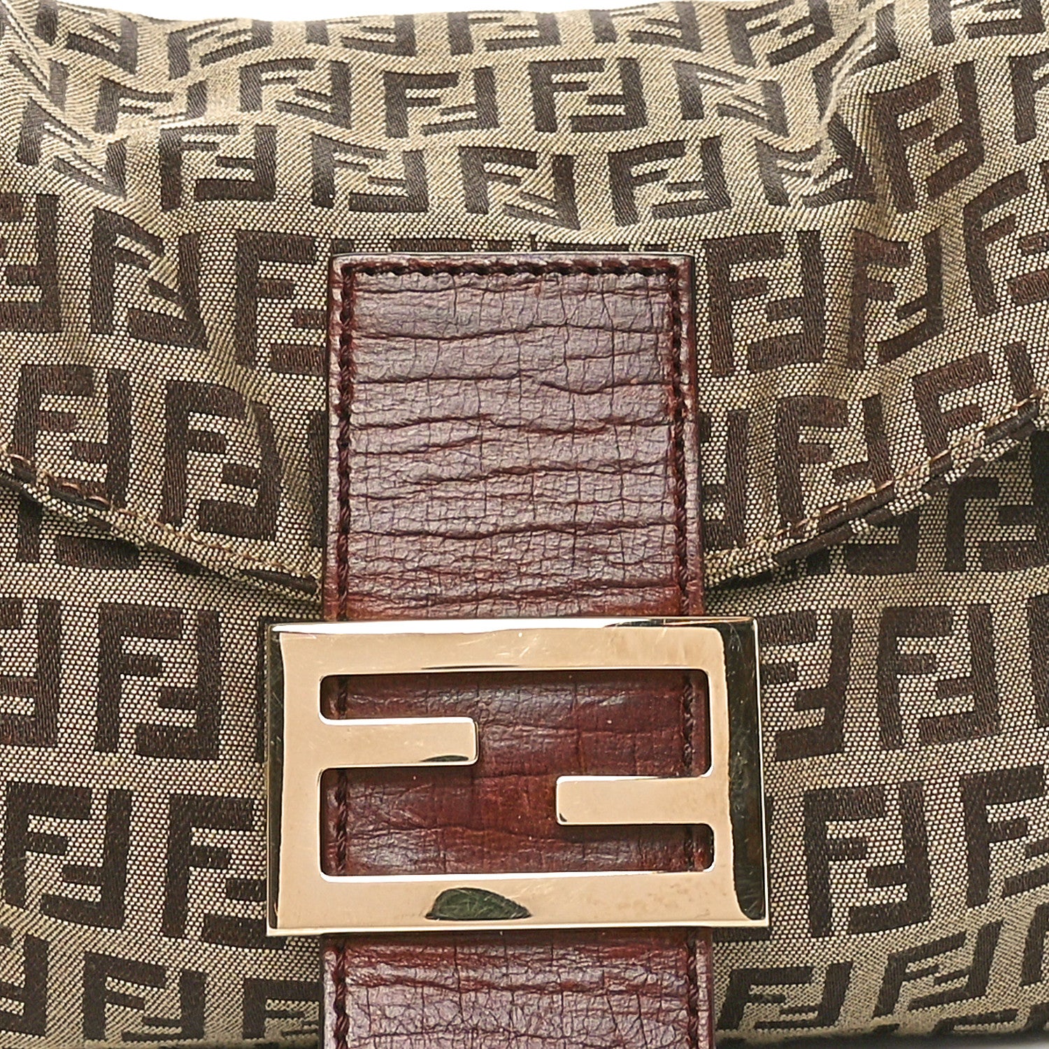 Fendi Zucchino Vitello Baguette Mogano Panna Bruciato 8 of 10