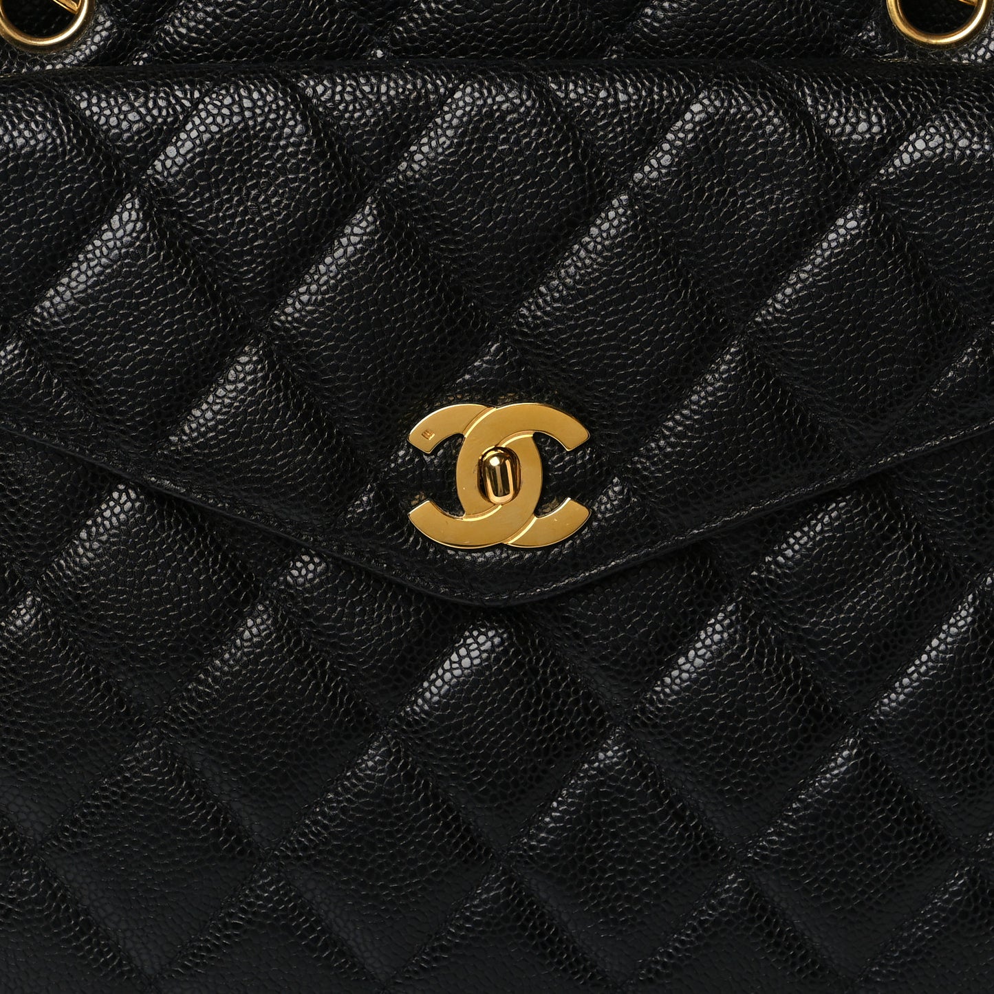 Caviar Quilted Flap Shoulder Bag Black