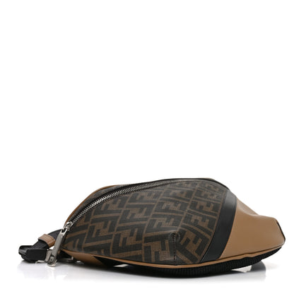 Fendi Glazed Fabric Vitello Liberty FF 1974 Diagonal Belt Bag Tobacco Miele Scuro Black 4 of 10