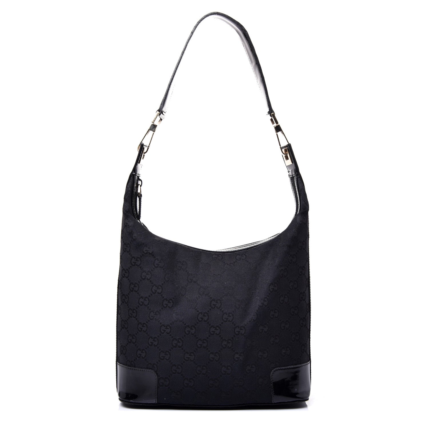 Gucci Canvas Patent Monogram Shoulder Bag Black 1 of 13