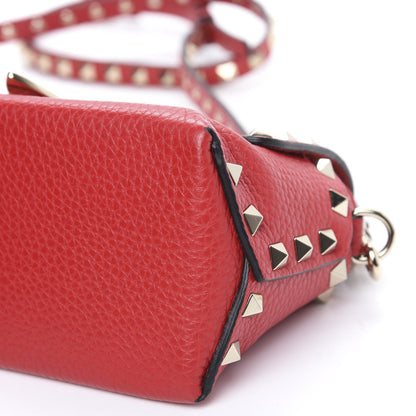 Valentino Garavani Pebbled Calfskin Mini Rockstud Crossbody Bag Rouge Pur 9 of 9